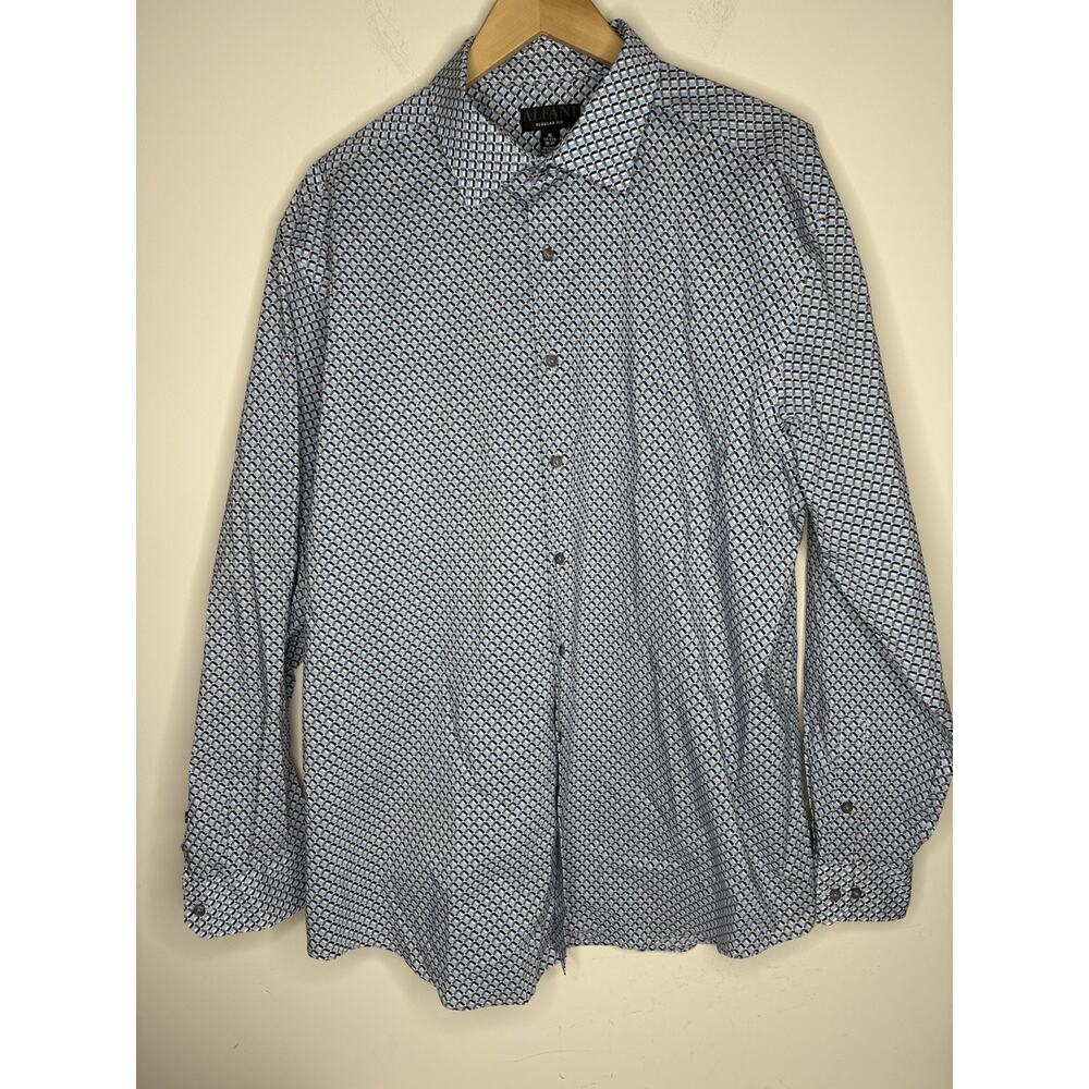 Alfani Mens Size XL Button Down Shirt Regular Fit Long Sleeve Geometric 17-17.5